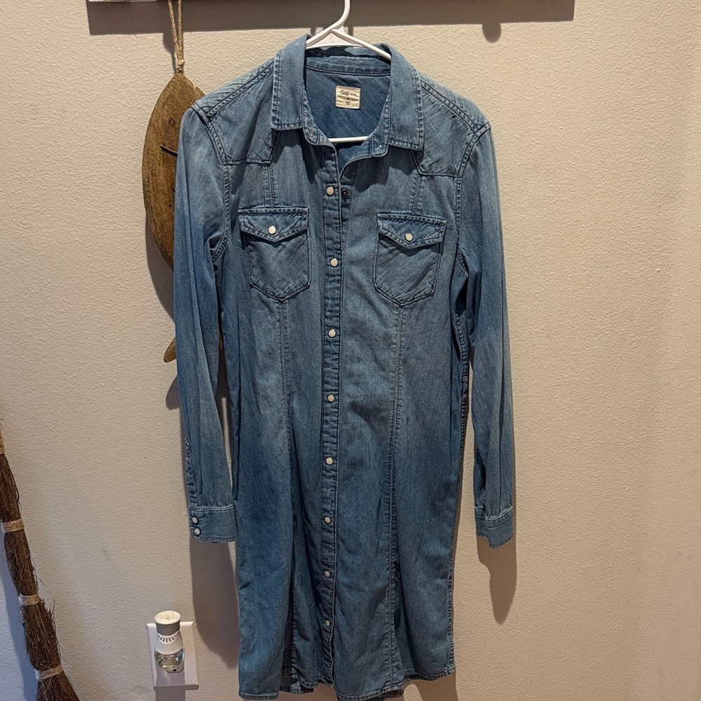 GAP Blue Denim Shirt Dress